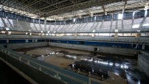 RIO DE JANEIRO, BRAZIL - MAY 20: A view from the mostly abandoned Olympic Aquatics stadium at the Olympic Park on May 20, 2017 in Rio de Janeiro, Brazil. In the nine months after the Olympic games, very few events have been organised in the Olympic Park venues. The Olympic Aquatics stadium was to be dismantled, but it continues abandoned with no obvious signs of dismantlement. In addition, numerous areas of standing water can be found inside and outside the venue in the former official and training pools, making them dengue and zika risk areas. (Photo by Buda Mendes/Getty Images)