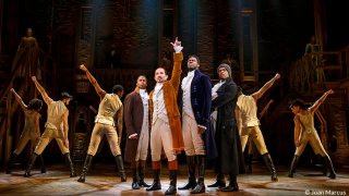 Performers onstage during "Hamilton" the musical