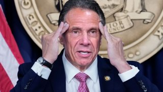 New York Gov. Andrew Cuomo speaks during a news conference on May 10, 2021 in New York City.