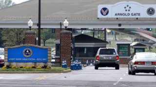 Arnold Gate of the Anacostia-Bolling joint military base in Washington, Wednesday, April 17, 2013.