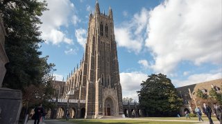 A general view of the Duke University Chapel on the Duke University campus on March 4, 2016.