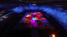 The Athletes of the competing nations enter the stadium during the Closing Ceremony of the Tokyo 2020 Olympic Games at Olympic Stadium on August 08, 2021 in Tokyo, Japan.