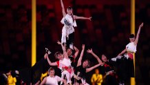 Entertainers perform during the Closing Ceremony of the Tokyo 2020 Olympic Games at Olympic Stadium on Augu. 8, 2021 in Tokyo, Japan.