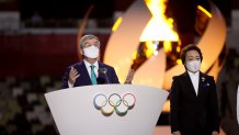 President of the International Olympic Committee Thomas Bach declares the end of the 32nd Olympiad during the Closing Ceremony of the Tokyo 2020 Olympic Games at Olympic Stadium on Aug. 8, 2021 in Tokyo, Japan.