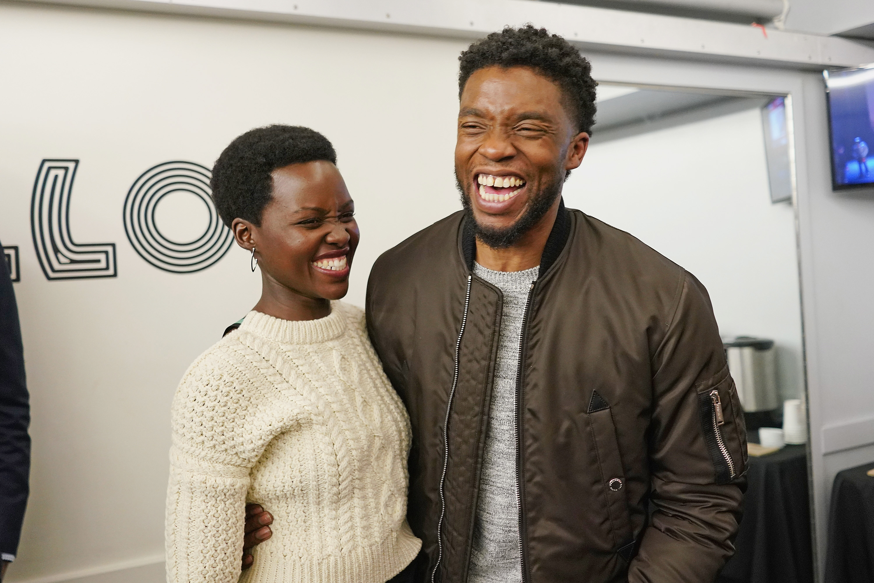 (L to R): Black Panther stars Lupita Nyong'o and Chadwick Boseman