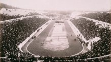 View of the first modern Olympic Games in Athens, 1896. (Photo by Historica Graphica Collection/Heritage Images/Getty Images)
