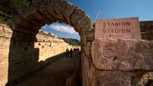The first Olympic stadium entrance, Olympia, Greece. (Photo by: Jeffrey Greenberg/Universal Images Group via Getty Images)