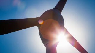 Wind turbine in backlight