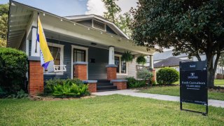 A newly sold home is shown on August 12, 2021 in Houston, Texas.