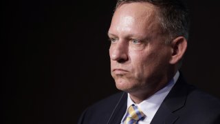 Billionaire Peter Thiel, PayPal co-founder and chairman of Palantir Technologies, during a news conference in Tokyo, Japan, on Nov. 18, 2019.