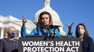 House Speaker Nancy Pelosi (D-CA) speaks during a news conference about the House vote on H.R. 3755, the “Women’s Health Protection Act” legislation to “establish a federally protected right to abortion access” at the Capitol in Washington, U.S., September 24, 2021.