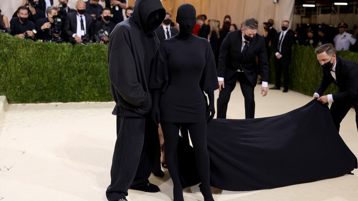Kanye West goes incognito in full face covering at Balenciaga show