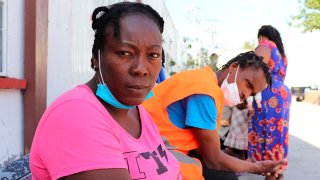 Violene Marseille, 36, from Haiti, poses for a portrait in Monterrey, Mexico, Sept. 23, 2021, after traveling from Chile where she and her family have lived for years.