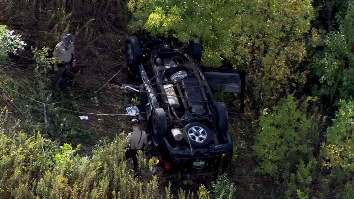 Vehicle Crashes Through Guardrail on Eisenhower in Suburban Hillside