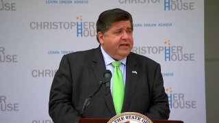 Illinois Gov. J.B. Pritzker speaks during a press conference annoucing an expansion of the state's Child Care Assistance Program.