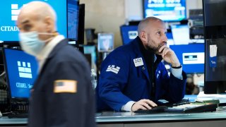 Traders work on the floor of the New York Stock Exchange (NYSE) on November 15, 2021 in New York City.