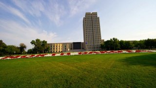 The state Capitol building of North Dakota at Bismarck.