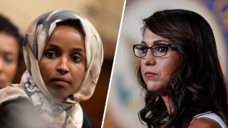 Rep. Ilhan Omar (left) and Rep. Lauren Boebert (right).