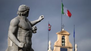 A picture shows a part of the Quirinale presidential palace in downtown Rome, on Janunary 4 , 2022.