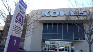 The Kohl’s logo is displayed on the exterior of a Kohl’s store on January 24, 2022 in San Rafael, California.