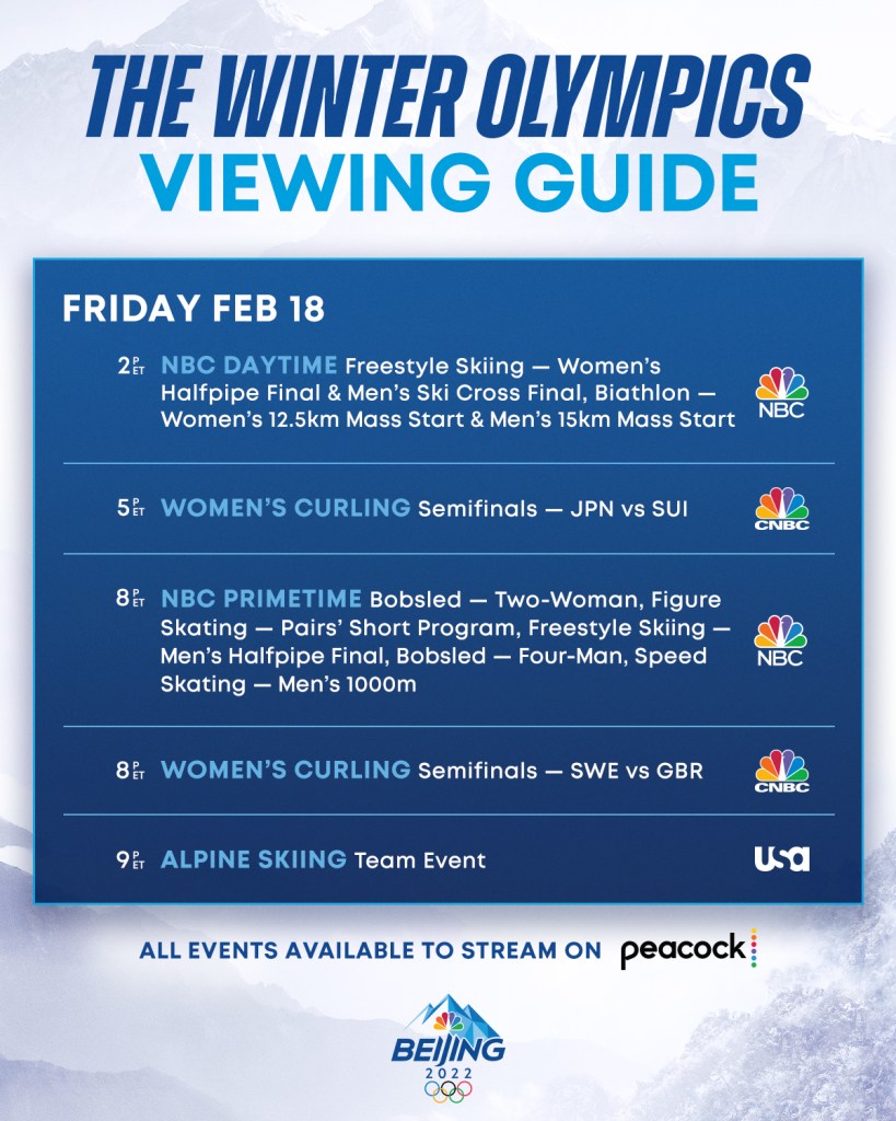 Nbcuniversal's 2022 Winter Olympics Coverage Begins Tomorrow, Wednesday,  Feb. 2, At 6 P.m. Et On Usa Network And Peacock