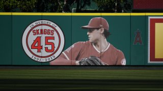 Los Angeles Angels pitcher Tyler Skaggs (45)