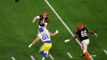 Cincinnati Bengals quarterback Joe Burrow throws a pass