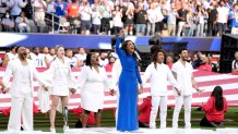 Mickey Guyton performs the national anthem
