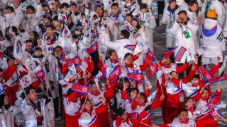 North Korea athletes at 2018 Closing Ceremony for Olympic Games