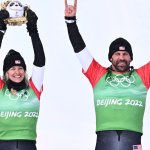 Lindsey Jacobellis and Nick Baumgartner at the 2022 Winter Olympics