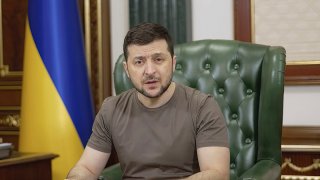 In this image from video, President Volodymyr Zelenskyy speaks in Kyiv, Ukraine on Tuesday, March 15, 2022