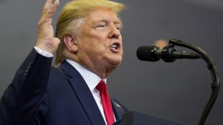 President Donald Trump speaks at a campaign rally Thursday, Aug. 1, 2019, in Cincinnati.