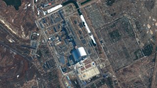This satellite image provided by Maxar Technologies shows an overview of Chernobyl nuclear facilities, Ukraine, during the Russian invasion, Thursday, March 10, 2022.