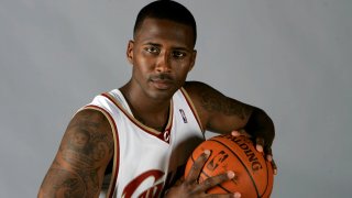 FILE - In this Sept. 29, 2008, file photo, Cleveland Cavaliers' Lorenzen Wright poses at the team's NBA basketball media day in Independence, Ohio. Billy Ray Turner is charged with conspiring with Sherra Wright to killer her ex-husband, retired NBA player Lorenzen Wright, whose body was found in a swampy field Memphis in 2010.