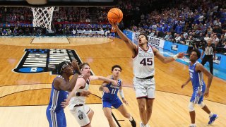 Rasir Bolton #45 of the Gonzaga Bulldogs lays the ball up during the second half against the Memphis Tigers in the second round of the 2022 NCAA Men's Basketball Tournament at Moda Center on March 19, 2022 in Portland, Oregon.