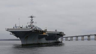 The aircraft carrier USS George Washington, in Rio de Janeiro, Brazil, Tuesday, Nov. 24, 2015. From Nov. 13 to 25, naval forces from Brazil, Chile, Peru, Mexico, and the United States, will take part in UNITAS Atlantic 2015, an annual multinational maritime exercise.