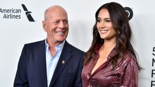 Bruce Willis and wife Emma Heming Willis attend the “Motherless Brooklyn” Arrivals during the 57th New York Film Festival on October 11, 2019 in New York City.