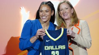 Veronica Burton is selected seventh overall by the Dallas Wings during the 2022 WNBA Draft on April 11, 2022 at Spring Studios in New York, New York. NOTE TO USER: User expressly acknowledges and agrees that, by downloading and or using this photograph, User is consenting to the terms and conditions of the Getty Images License Agreement. Mandatory Copyright Notice: Copyright 2022 NBAE (Photo by Melanie Fidler/NBAE via Getty Images)