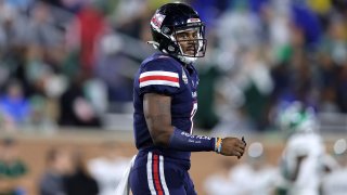 Liberty QB Malik Willis wasn't selected in the first round of the 2022 NFL Draft. (Getty Images)