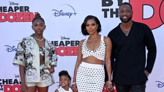 (L-R) Zaya Wade, Kaavia James Union Wade, Gabrielle Union, and Dwyane Wade attend the Premiere of Disney’s “Cheaper By The Dozen” on March 16, 2022 in Los Angeles, California.