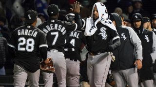 CHICAGO, ILLINOIS – MAY 04: The Chicago White Sox celebrate their win over the Chicago Cubs at Wrigley Field on May 04, 2022 in Chicago, Illinois. The White Sox defeated the Cubs 4-3. (Photo by Nuccio DiNuzzo/Getty Images)