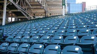 CHICAGO, ILLINOIS – JULY 24: Empty seats are seen at Wrigley Field before the game between the Milwaukee Brewers and the Chicago Cubs at Wrigley Field on July 24, 2020 in Chicago, Illinois. The 2020 season had been postponed since March due to the COVID-19 pandemic. (Photo by Justin Casterline/Getty Images)