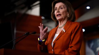 House Speaker Pelosi Holds Weekly News Conference At The Capitol