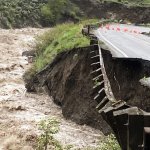 High water levels in the Gardner River alongside the North Entrance Road of Yellowstone National Park on June 13, 2022.