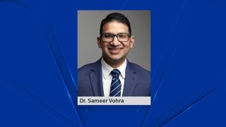 Dr. Sameer Vohra, the new director of the Illinois Department of Public Health, is seen in a file photo on a blue background.