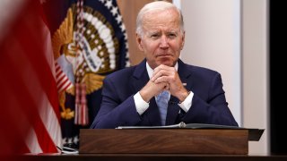 U.S. President Joe Biden gives remarks during a meeting on the U.S. economy with CEOs and members of his Cabinet in the South Court Auditorium of the White House on July 28, 2022 in Washington.