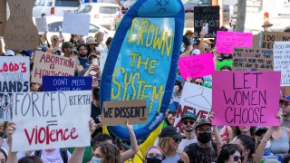 Abortion rights activists protest at the Federal Courthouse Plaza after the overturning of Roe Vs. Wade by the US Supreme Court, in Austin, Texas, on June 24, 2022.