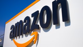 FILE – The Amazon logo is seen in Douai, northern France, April 16, 2020. I