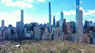 Steinway Tower as part of skyline overlooking Central Park