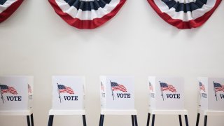 Voting booths in a polling place